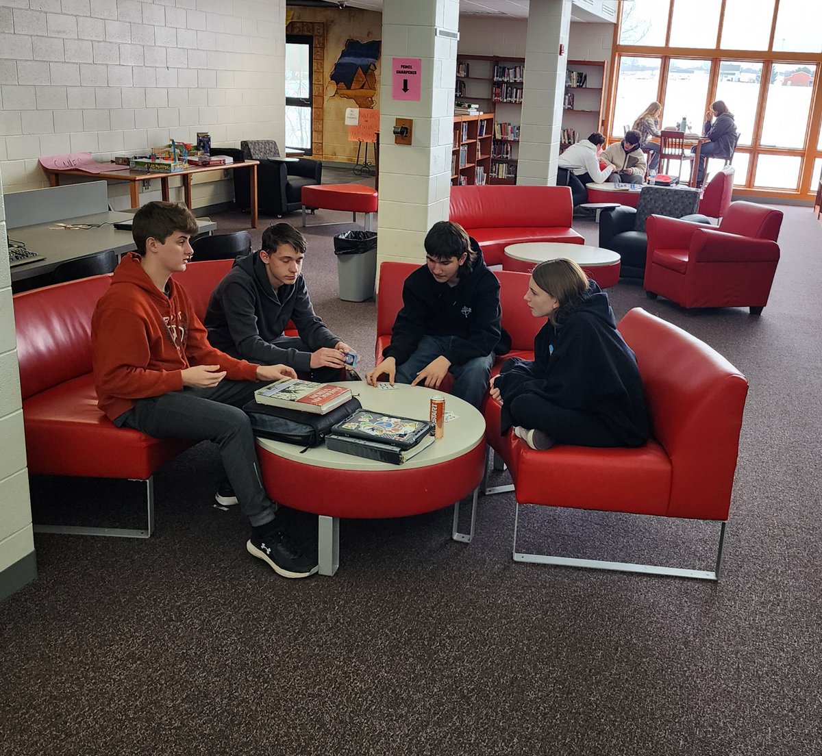 Got caught card playing...I hear lots of 'math' lessons happening!