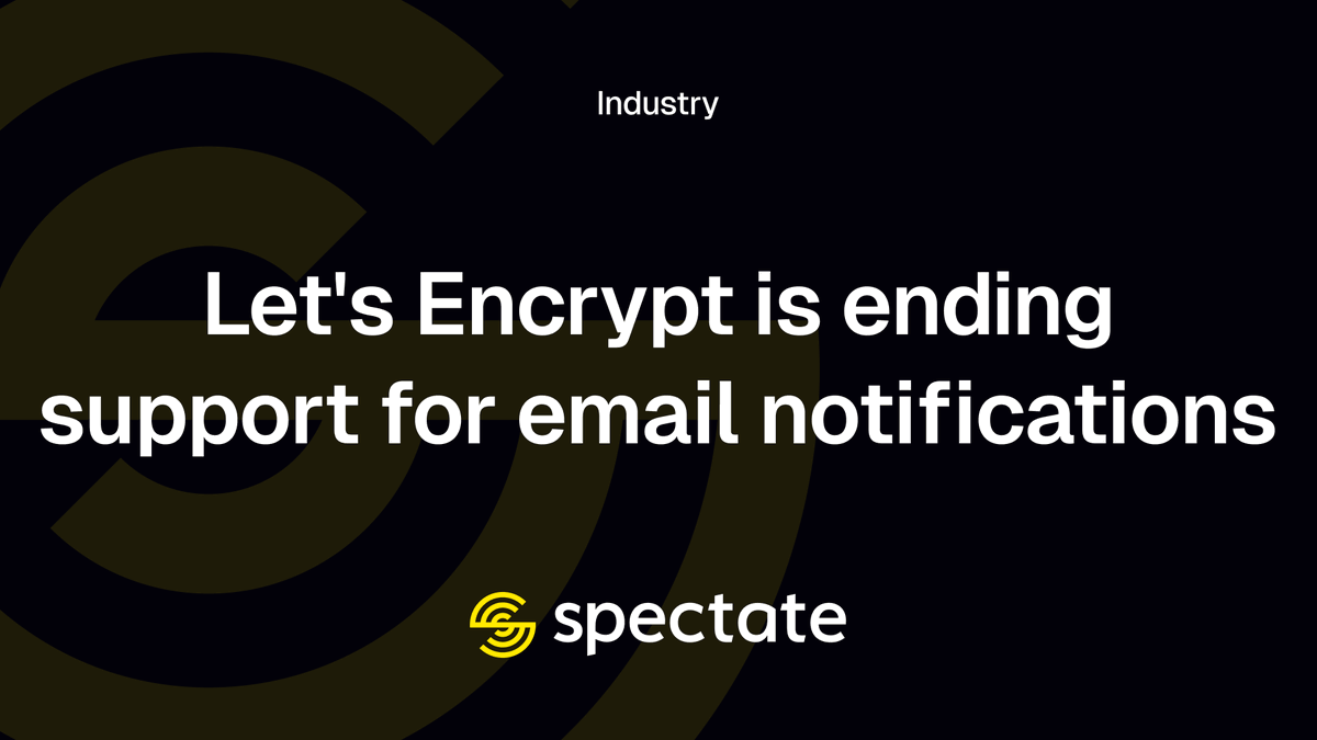 spectate_hq's tweet photo. 📢 Let's Encrypt is ending their SSL expiration emails in 2025!

Switch to Spectate's SSL monitoring and monitor 5 websites for free so you do not risk an expired SSL certificate.

Find out more here 👇 https://t.co/u138IPjWU8