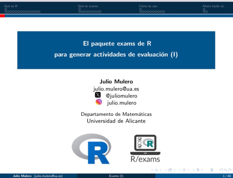 Estos días he tenido el placer de mostrar “el uso de paquete Exams de R para la generación de actividades de evaluación aleatorias” a los compañeros/as de la UEX.

Han sido 7 horas intensas, pero creo que bien aprovechadas.

▶️ Aquí los materiales:

rua.ua.es/dspace/handle/…