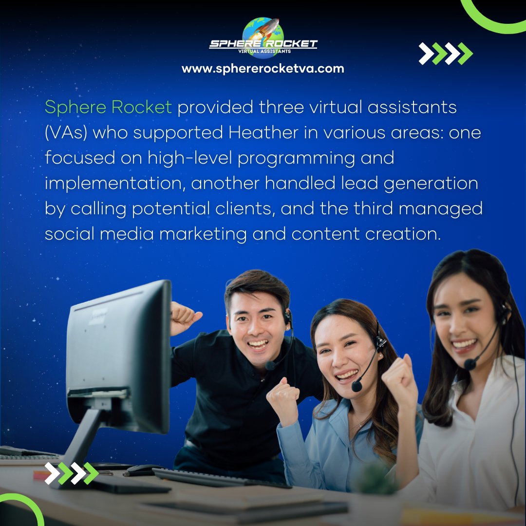 Sphererocketva's tweet photo. Heather M., a realtor, transformed her business with Sphere Rocket VAs. From admin to lead gen, her VAs handle it all—giving her time to focus on closing deals. Her business? Thriving. Stress? Gone. Ready to grow? Visit https://t.co/ME45OAkTF1! 🚀 #VirtualAssistants #SuccessStory https://t.co/M6t3Bh1Tct