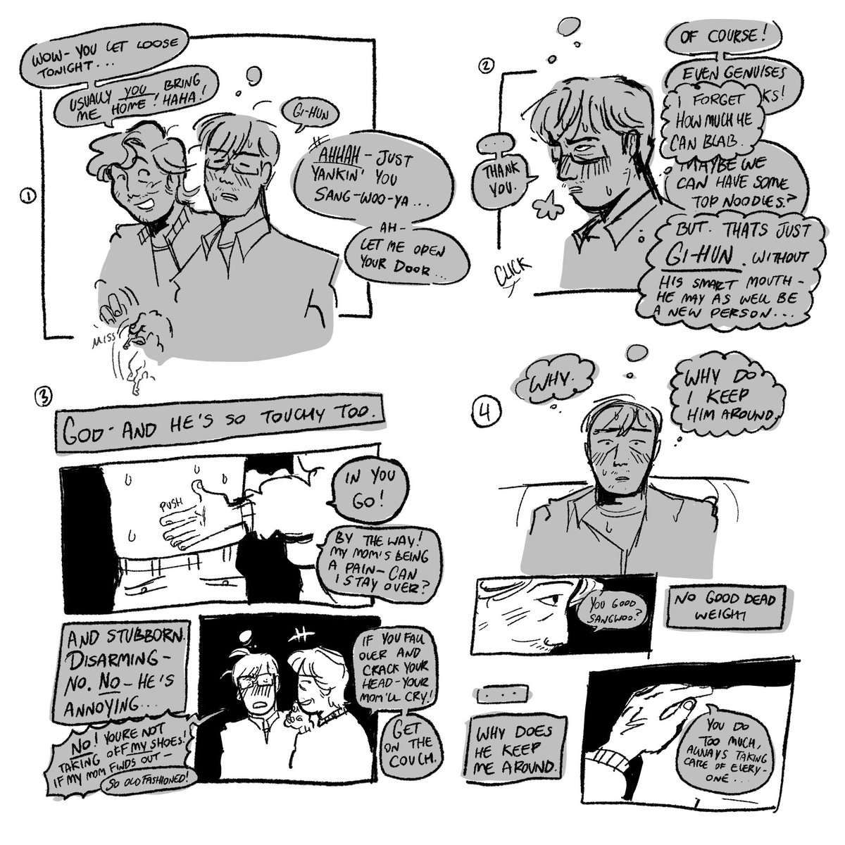 toastd0ats's tweet photo. Heghh #sangihun doodle comic that was supposed to be a warmup but i got into deep. | #SquidGame | https://t.co/xFb6K1N1MV
