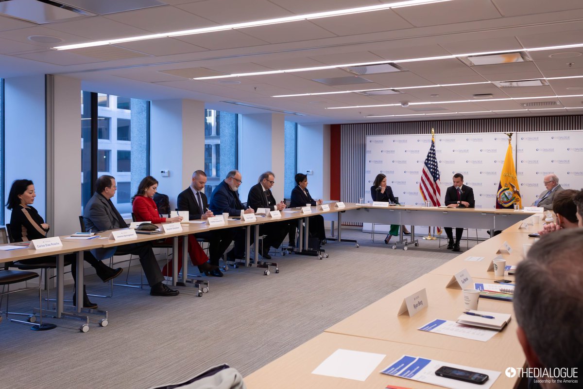 The Inter-American Dialogue (@the_dialogue) on Twitter photo On Monday, the Inter-American Dialogue hosted a private roundtable discussion with Ecuadorian President <a href="/DanielNoboaOk/">Daniel Noboa Azin</a>. The gathering provided insights into President Noboa’s vision for #Ecuador and its relationship with the #UnitedStates.
Full summary: thedialogue.org/analysis/a-pri… On Monday, the Inter-American Dialogue hosted a private roundtable discussion with Ecuadorian President <a href="/DanielNoboaOk/">Daniel Noboa Azin</a>. The gathering provided insights into President Noboa’s vision for #Ecuador and its relationship with the #UnitedStates.
Full summary: thedialogue.org/analysis/a-pri…