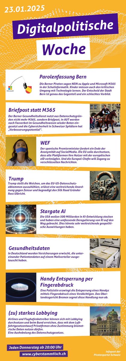 ppsde's tweet image. Der Digitalpolitische Wochenrückblick. 
Mit Beiträgen von/mit:
@PPSBE @FabianvonAllmen @TimHinchliffe @tomas_np @NOYBeu @Toggweiler @epadrig @echo_pbreyer @amprek
#WEF25