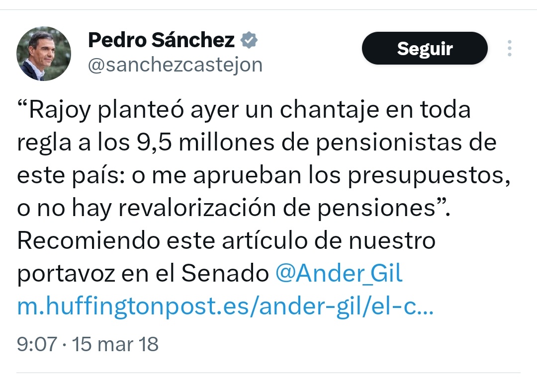 NicoBolivariano's tweet photo. Cuando era un chantaje vincular la subida de las pensiones con tenerle que aprobar otras cosas al Gobierno.

Lo de este tipo es digno de estudio médico. https://t.co/xZgxwVedKm