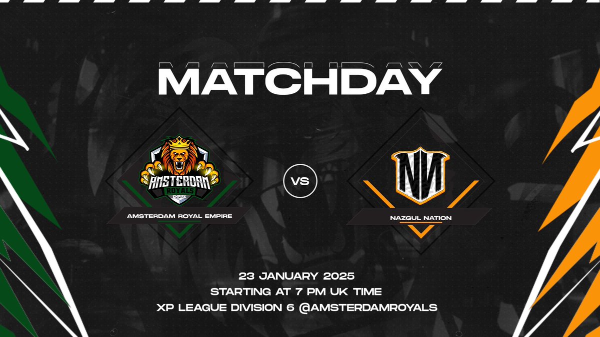 ⚔️MATCHDAY⚔️

AR EMPIRE 🆚 NAZGUL NATION

@XP_Europe DIV 6

⏰7PM UK

🎥Caster: twitch.tv/deeghaak