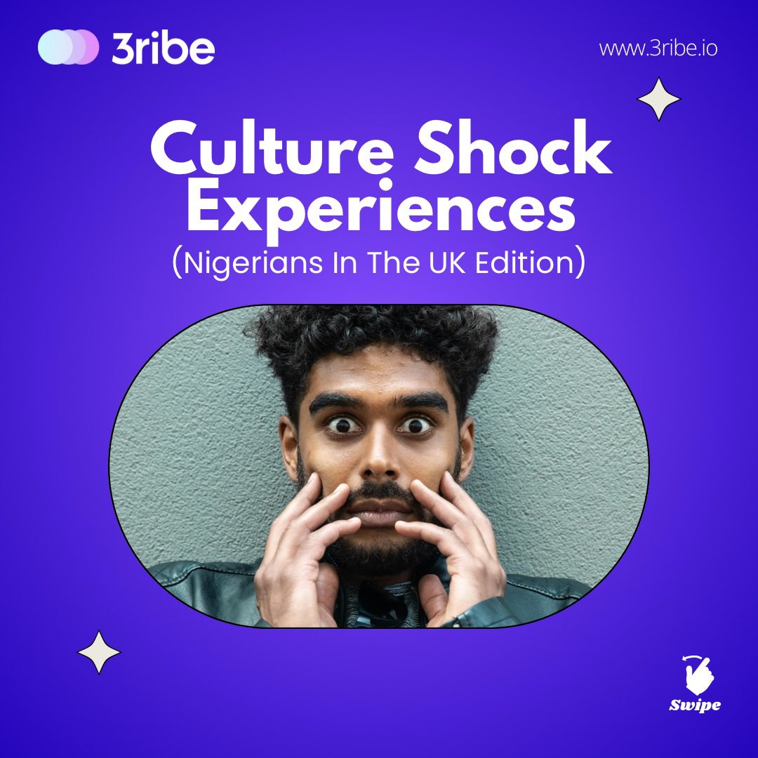 3ribe_io's tweet photo. Moving from Nigeria๐ณ๐ฌ to the UK๐ฌ๐ง often seems like moving to a whole new world and weโve gathered some of the most relatable culture shock experiences.
Which one can you relate to? Even if itโs something else, share with us; we will be in the comments!๐
#3ribe #NigeriansinUK https://t.co/xYaCZOb4rV