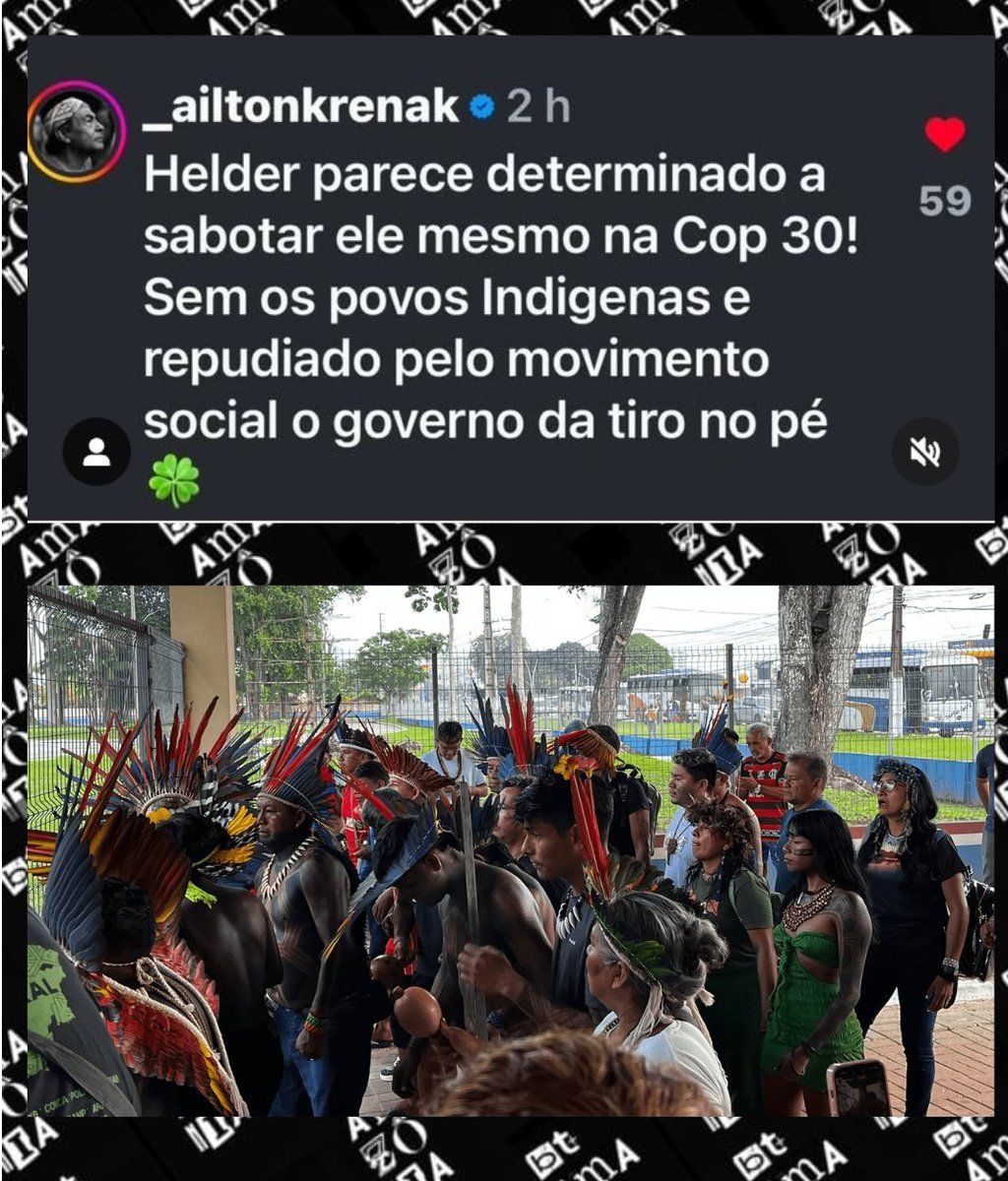 amazonianoar's tweet photo. "TIRO NO PÉ"

O líder indígena e imortal da Academia Brasileira de Letras, Ailton Krenak, comentou uma publicação nas redes sociais sobre a ocupação de povos indígenas do Pará, na sede da Seduc em Belém, em defesa de melhores condições para a educação Indígena no estado. https://t.co/m7o6yUlxRo