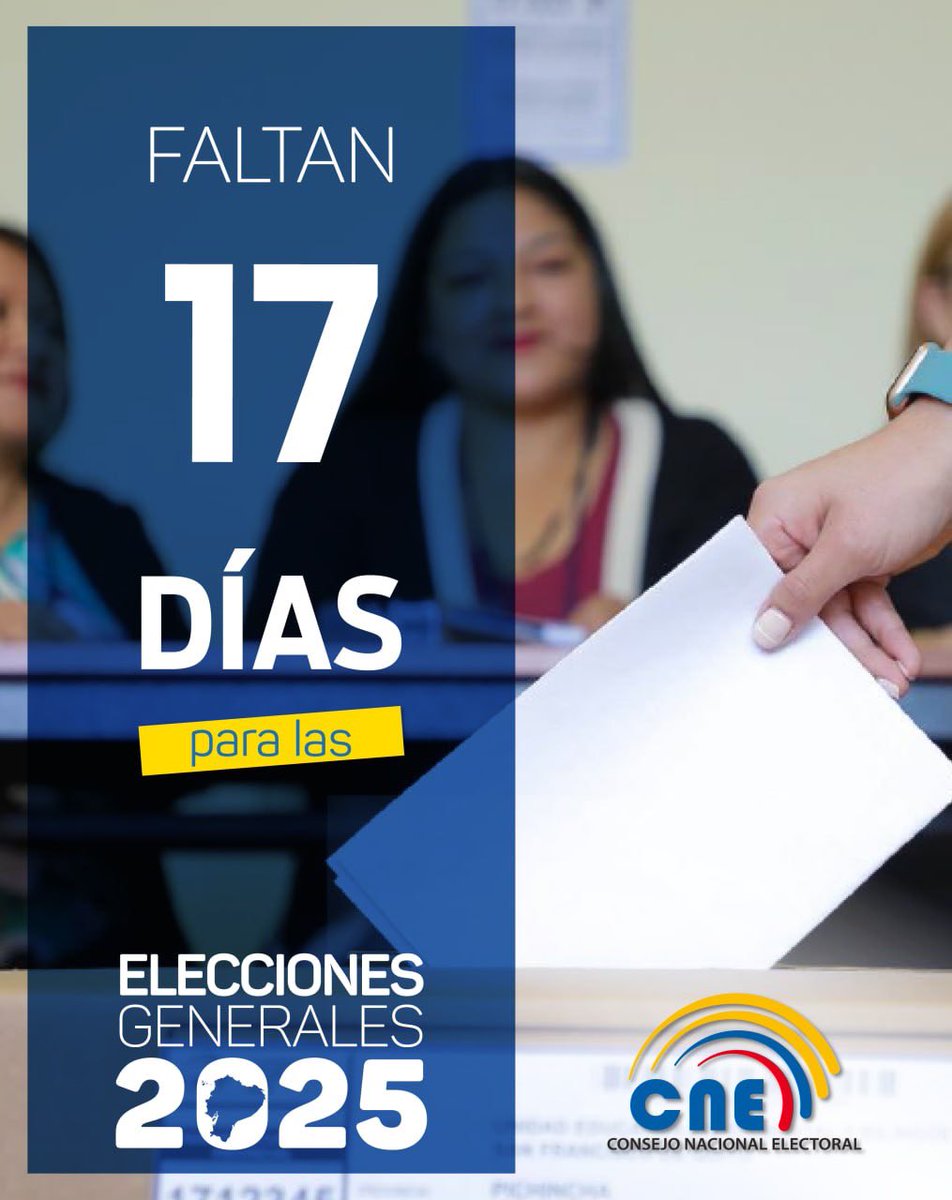 CNE_LosRios's tweet photo. #Elecciones2025Ec | Tienes 17 días para #ConsultaTuLugarDeVotación a través de nuestra página web https://t.co/Sgj5XFZiip 🗳 o llamando al 0223815841. https://t.co/tg4hN6WmLI