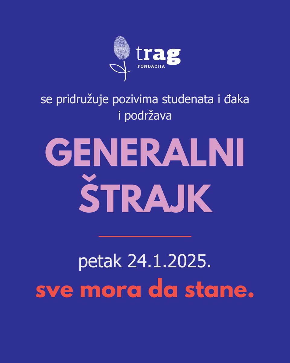 👉 Sutra je vreme da: otkažemo sastanke, ne idemo u prodavnice i kafiće i da podržimo mlade ljude, koji istrajavaju u zahtevima za pravdu i pravedno društvo. #generalništrajk