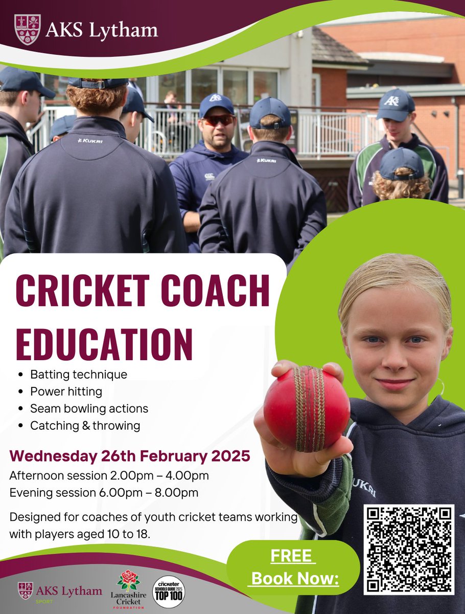 Lancashire Cricket Foundation (@lancscricketfdn) on Twitter photo FREE 'Cricket Coach Education' training at <a href="/AKSSchool/">AKS Lytham</a> ๐
Don't miss out on the last remaining availability on the afternoon session 2pm - 4pm!
Secure your place hereโก๏ธ bit.ly/4h3JmuQ FREE 'Cricket Coach Education' training at <a href="/AKSSchool/">AKS Lytham</a> ๐
Don't miss out on the last remaining availability on the afternoon session 2pm - 4pm!
Secure your place hereโก๏ธ bit.ly/4h3JmuQ