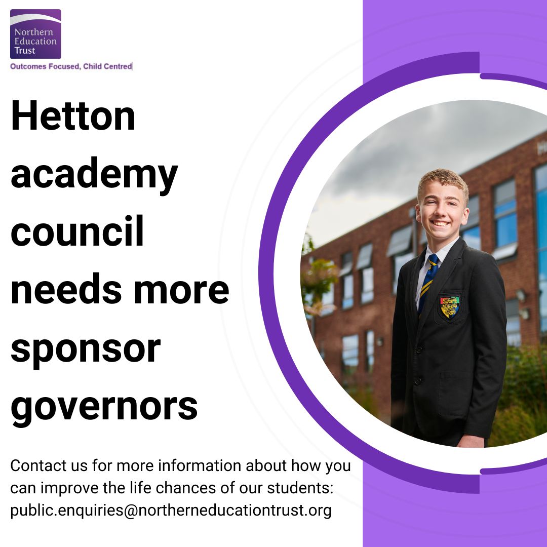 Hetton Academy (@hettonacademy) on Twitter photo Hetton Academy is looking for volunteers with a range of skills and experience to join their academy council. Could you make an impact? Register your interest today: public.enquiries@northerneducationtrust.org Hetton Academy is looking for volunteers with a range of skills and experience to join their academy council. Could you make an impact? Register your interest today: public.enquiries@northerneducationtrust.org