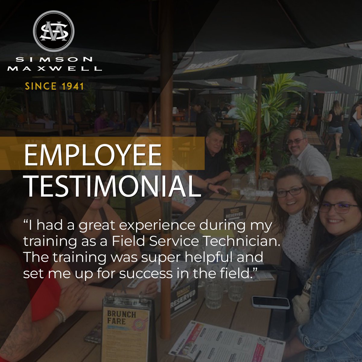 SimsonMaxwell's tweet photo. ✨ We’re committed to provide hands-on training &amp; support to ensure our technicians feel confident &amp; prepared. Great to see that mentorship &amp; real-time feedback set you up for success! 🤝

#SimsonMaxwellPower #EmployeeTestimonial #CompanyCulture #FieldTechnician #TrainingSuccess https://t.co/1ODWwKOG5n