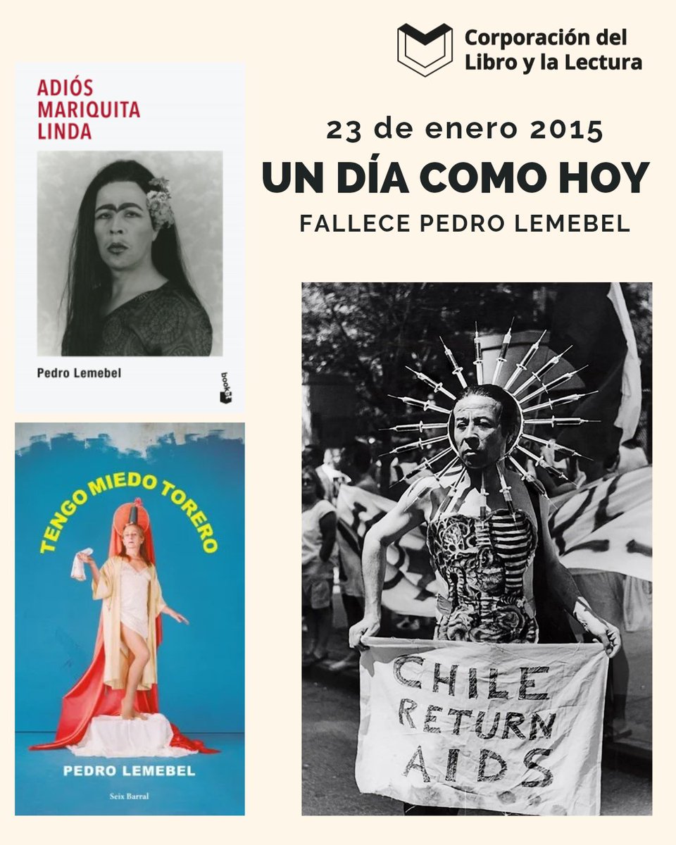 🗓 Un día como hoy falleció el escritor, artista visual y activista social Pedro Lemebel, reconocido por su maravillosa pluma rupturista y contestataria en obras como "Tengo miedo torero" (2001) y "Adiós mariquita linda" (2005), entre otros títulos 📚.
