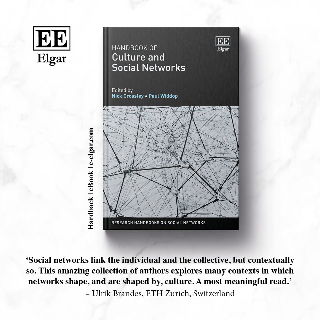 Elgar Sociology (@elgar_sociology) on Twitter photo 📣 NEW title: Handbook of Culture and Social Networks by Nick Crossley <a href="/MCRSociology/">Uni Manchester Sociology @uomsociology.bsky.social</a> and Paul Widdop (<a href="/Fire_and_Skill/">Dr Paul Widdop</a>) <a href="/ManMetUni/">Manchester Metropolitan Uni</a>
FREE chapter: doi.org/10.4337/978180…
More info: e-elgar.com/shop/isbn/9781…
#Culture #SocialNetwork <a href="/evogom/">Michael Chimento</a> <a href="/kat_soc58/">Katharina Burgdorf</a>
Endorsed by <a href="/UlrikBrandes/">Ulrik Brandes</a> 📣 NEW title: Handbook of Culture and Social Networks by Nick Crossley <a href="/MCRSociology/">Uni Manchester Sociology @uomsociology.bsky.social</a> and Paul Widdop (<a href="/Fire_and_Skill/">Dr Paul Widdop</a>) <a href="/ManMetUni/">Manchester Metropolitan Uni</a>
FREE chapter: doi.org/10.4337/978180…
More info: e-elgar.com/shop/isbn/9781…
#Culture #SocialNetwork <a href="/evogom/">Michael Chimento</a> <a href="/kat_soc58/">Katharina Burgdorf</a>
Endorsed by <a href="/UlrikBrandes/">Ulrik Brandes</a>