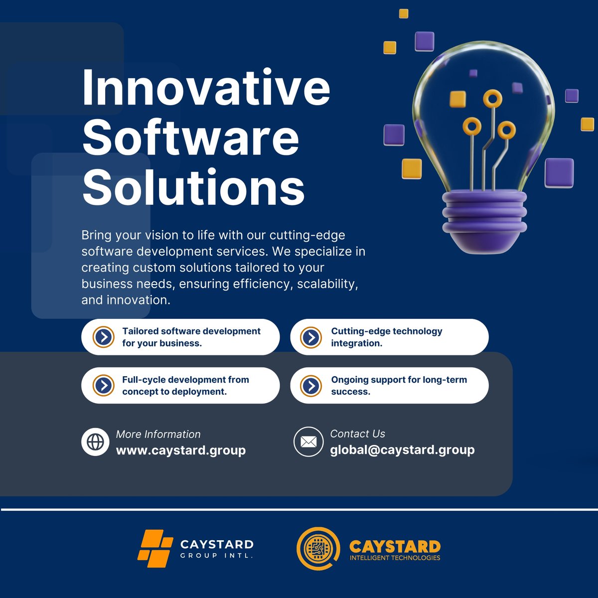 caystardgroup's tweet photo. Crafting software solutions that solve real-world challenges, streamline operations, and drive growth. We believe in building technology that empowers businesses to achieve their full potential. 

#Innovation #TechForBusiness #SoftwareDevelopment #DigitalTransformation https://t.co/k2JnJSQFdn