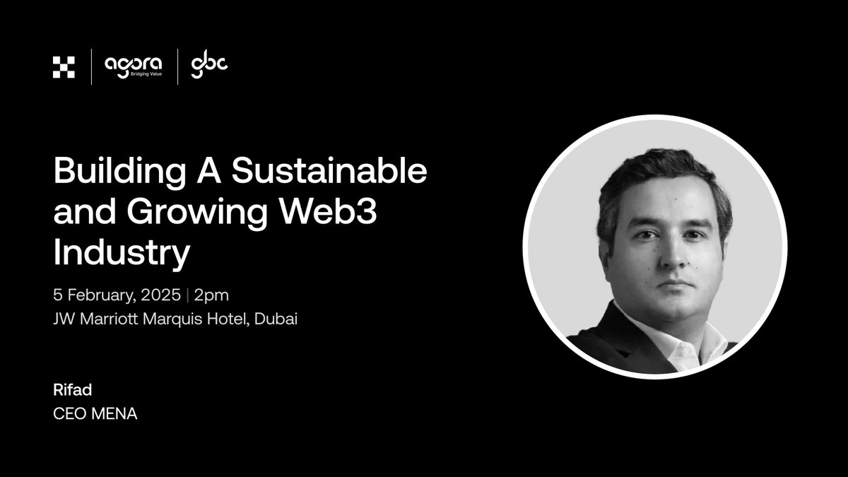 OKX MENA (@okxmena) on Twitter photo Join our MENA CEO <a href="/RifadM/">Rifad Mahasneh</a> who will be taking the stage at the Global Blockchain Congress <a href="/AgoraGBC/">The Global Blockchain Congress</a> to share his valuable insights on building a thriving Web3 industry.
🗓️ Feb 2, 2025
⏰ 2:00 PM GMT+4
📍JW Marriott Marquis Hotel, Dubai
Stay tuned for updates 👀 Join our MENA CEO <a href="/RifadM/">Rifad Mahasneh</a> who will be taking the stage at the Global Blockchain Congress <a href="/AgoraGBC/">The Global Blockchain Congress</a> to share his valuable insights on building a thriving Web3 industry.
🗓️ Feb 2, 2025
⏰ 2:00 PM GMT+4
📍JW Marriott Marquis Hotel, Dubai
Stay tuned for updates 👀