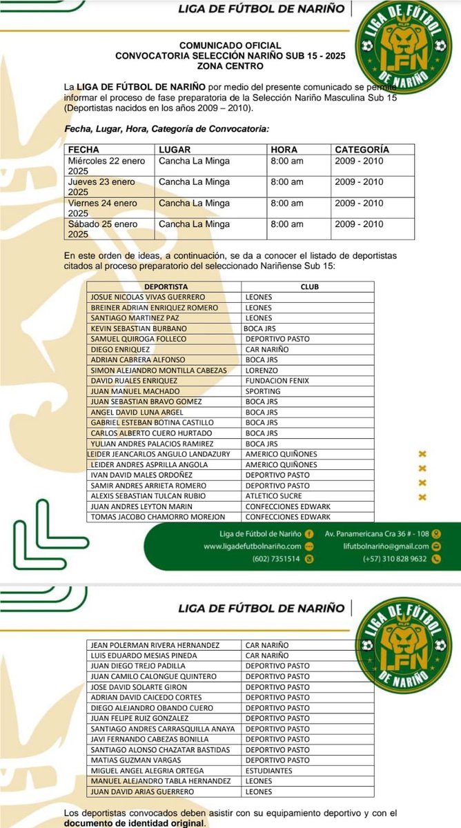 SebasHurtado93's tweet photo. 13 jugadores de @DeporPasto en la convocatoria de Selección Nariño SUB 15 para su fase preparatoria.

Los trabajados se adelantan en la capital del Departamento, y se llevarán a cabo hasta el día sábado 25 de enero.

Entre los nombres que más sobresalen están: Iván Males (Arquero), Diego Trejo (Volante), José Solarte (Volante-Extremo), Felipe Ruiz (Delantero) quienes ya han entrenado con el primer equipo de Deportivo Pasto.

Dos jugadores de Confecciones Edwark de Ipiales (Andrés Leyton y Tomás Chamorro) también sobresalen entre el grupo.

🔜 José Solarte hace poco realizó una pasantía (otra vez) en Banfield de Argentina y se perfila como una de las apuestas a futuro para Pasto y el balompie colombiano.