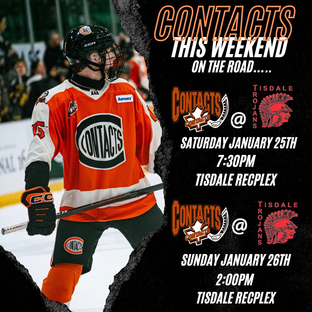 saskcontacts's tweet photo. Busy weekend coming up as the C’s hit the road for back to back games against the Tisdale Trojans. 🚌 

#saskatooncontacts #contactshockey #roadtrip #gametime https://t.co/pt5e1YiPOr