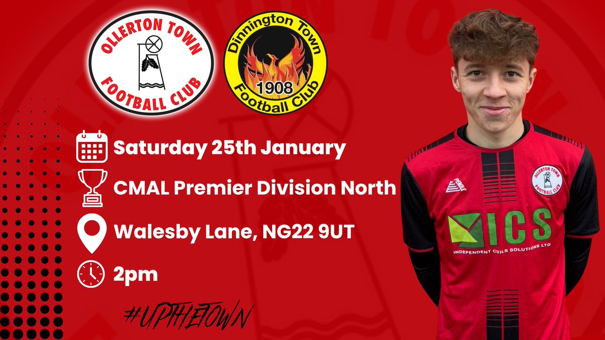 OllertonTownCFC's tweet photo. We face a tough test on Saturday, as unbeaten league leaders Dinnington Town visit NG22 for a 2pm kick off! 🔴⚫️ #UpTheTown https://t.co/f64AzDxKiP