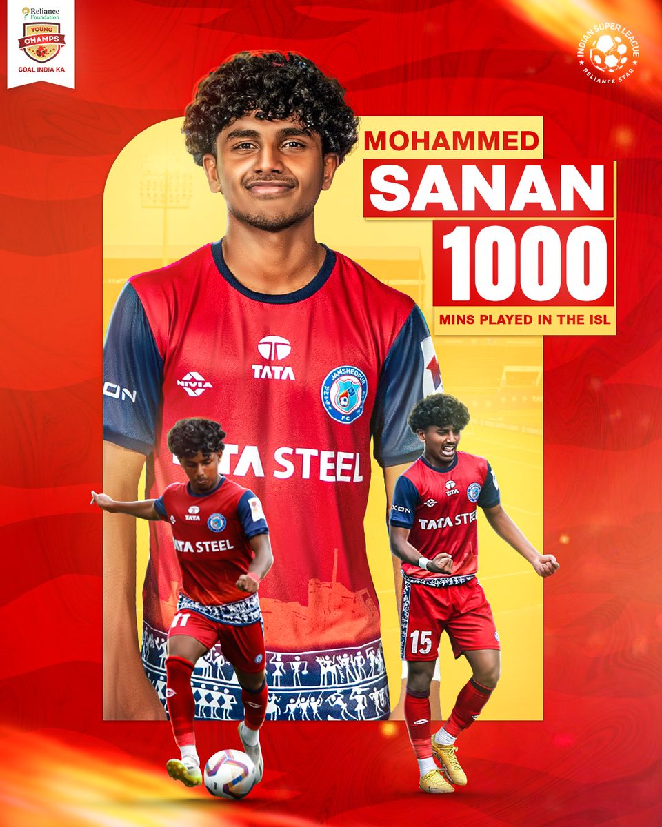 RFYoungChamps's tweet photo. 💫 Back-to-Back Brilliance! 💫
From the fields of Reliance Foundation Young Champs to dominating the Indian Super League, Mohamad Sanan has achieved 1000 minutes on the pitch for two consecutive seasons! ⚽🔥
| #YoungChamp | #ISL | #RFYC | #WeCare | #YouthFootball | #IndianFootball | @JamshedpurFC | @IndSuperLeague |