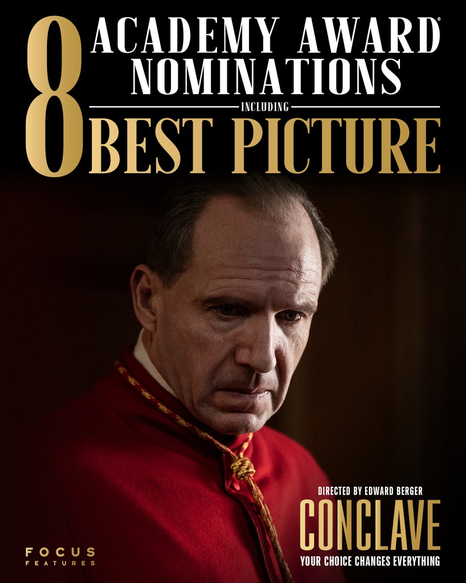 CONCLAVE obtient 8 nominations pour les Oscars, dont Meilleur Film, Meilleur Acteur pour Ralph Fiennes et Meilleure Actrice dans un second rôle pour Isabella Rossellini #Oscars 

Le film continue son parcours fou et est encore au cinéma dans toute la France !

#Conclave