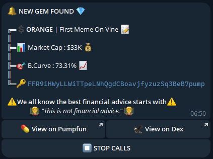 TheGemFBot's tweet photo. 🚀 First in lab testing : Results are here.💎

In just one day, our AI bot identified some impressive memecoins:
🔹 $ORANGE : Announced at $33K | Max reached $1.5M = ~4600%
🔹 $MSN : Announced at $38K | Max reached $298K = ~787%

Stay tuned. 

📡 #GemFinderBot #TelegramBot #AI #memecoin