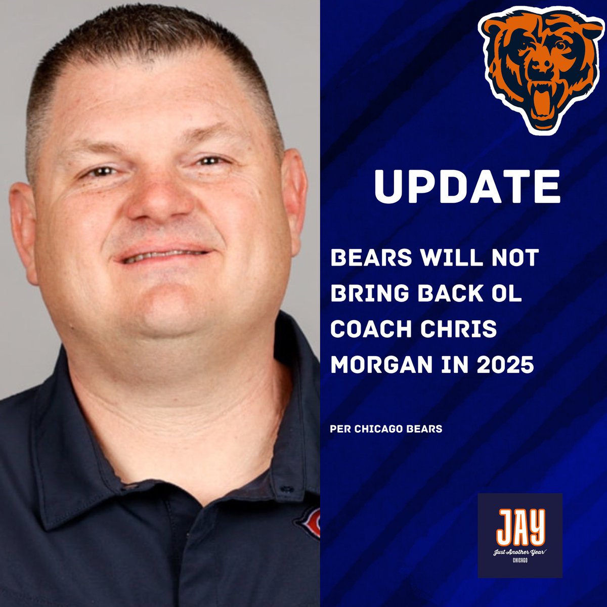 The Chicago Bears will not bring back Chris Morgan as their offensive line coach.

Thoughts?
