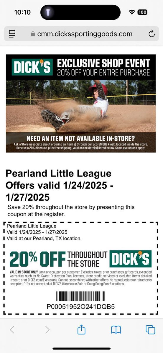 ⚾ Meet the Coach &amp; Save Big!

🗓️ Date: Saturday, January 25
📍 Location: Dick’s Sporting Goods, 11200 Broadway St, Pearland, TX 77584
🕒 Details: Check the picture below for your division’s designated time slot.