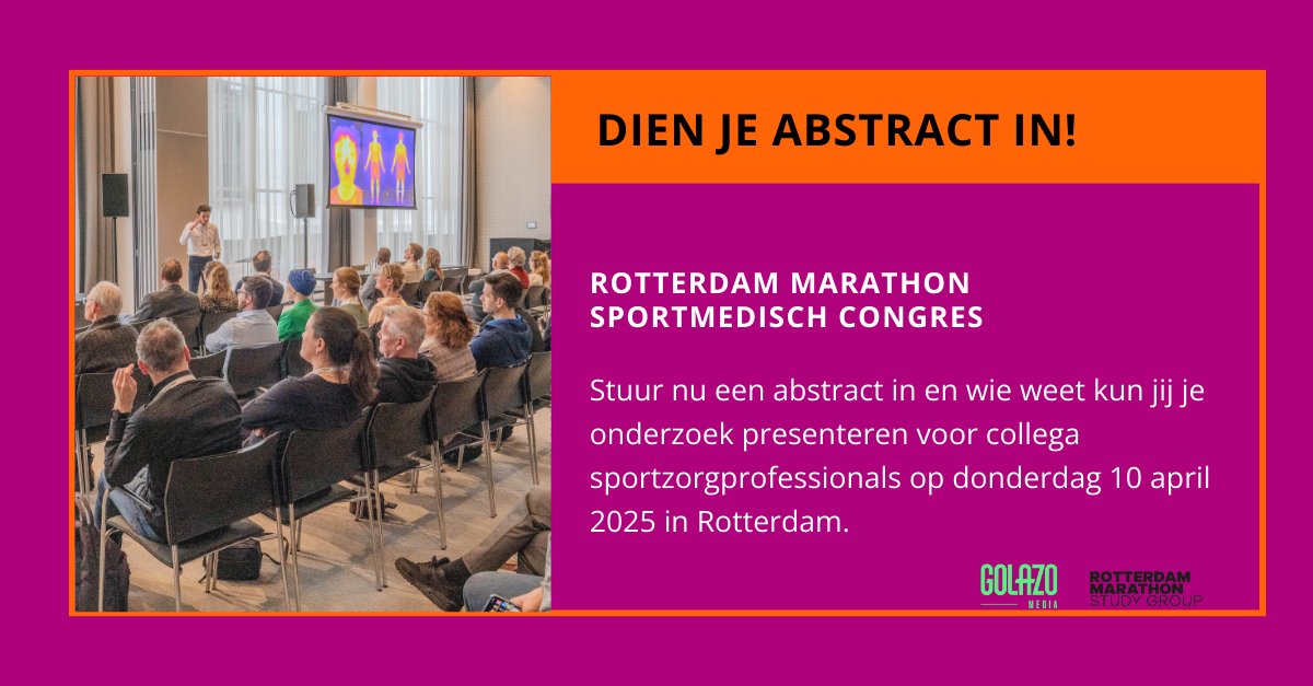 Betrokken bij wetenschappelijk onderzoek op het gebied van duursport, gezondheid of evenementenzorg in duursporten? We nodigen je uit je abstract in te dienen. De drie beste abstracts mogen hun onderzoek presenteren op 10 april. ap.lc/CJXAt