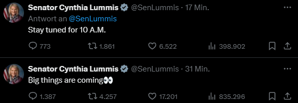 MissCryptoGER's tweet photo. Here we go! @SenLummis hat gerade angekündigt, dass es eine Ankündigung geben wird. Bitcoin wird als strategische Reserve in den USA aufgenommen? Der Preis reagiert schon sehr positiv! https://t.co/fVQgONhKgl
