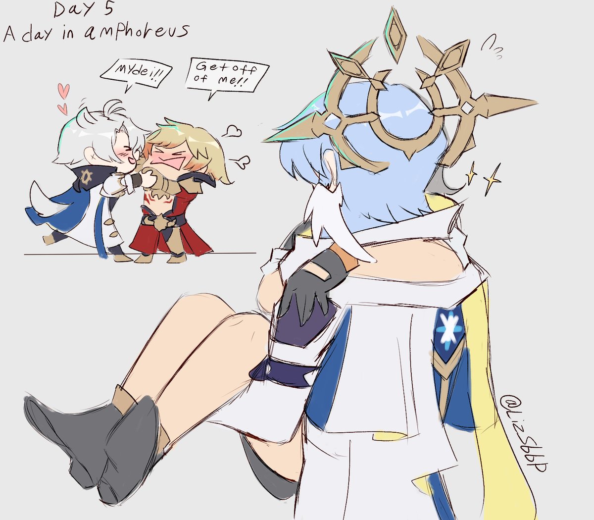 Day 5 A day in amphoreus Sunday and stelle come across phainon and mydei "In a situation" Nothing new to stelle 🫶

 #sunstelleweek2025  #sunstelle