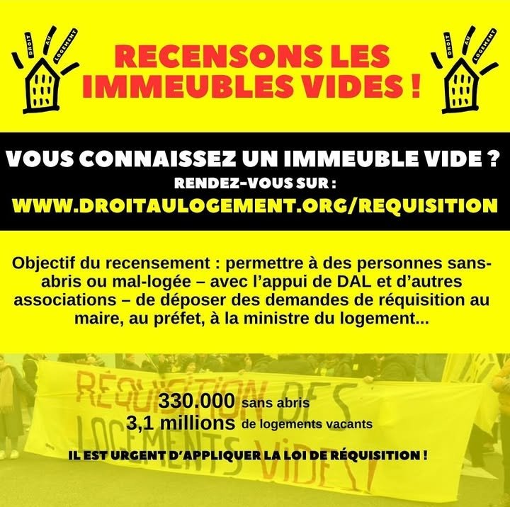 Rencensons les immeubles vides ! 
Via <a href="/DVlp77/">DAL 77</a> 🤜🤛
Le formulaire ici : 
⬇️⬇️⬇️
droitaulogement.org/2025/01/requis…