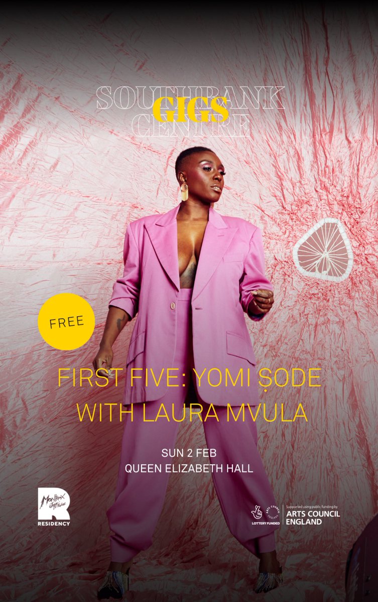 Yomi Ṣode 🇳🇬 (@yomisode) on Twitter photo Heya ✨
Feb 2nd, this event is taking place, for free. #Firstfivelive w/ <a href="/lauramvula/">LAURA MVULA</a>, as part of <a href="/southbankcentre/">Southbank Centre</a> x #montreauxjazz Residency. It’ll be dope to have you in attendance ✨
Tell a friend to tell a friend x
Link: southbankcentre.co.uk/whats-on/first… Heya ✨
Feb 2nd, this event is taking place, for free. #Firstfivelive w/ <a href="/lauramvula/">LAURA MVULA</a>, as part of <a href="/southbankcentre/">Southbank Centre</a> x #montreauxjazz Residency. It’ll be dope to have you in attendance ✨
Tell a friend to tell a friend x
Link: southbankcentre.co.uk/whats-on/first…