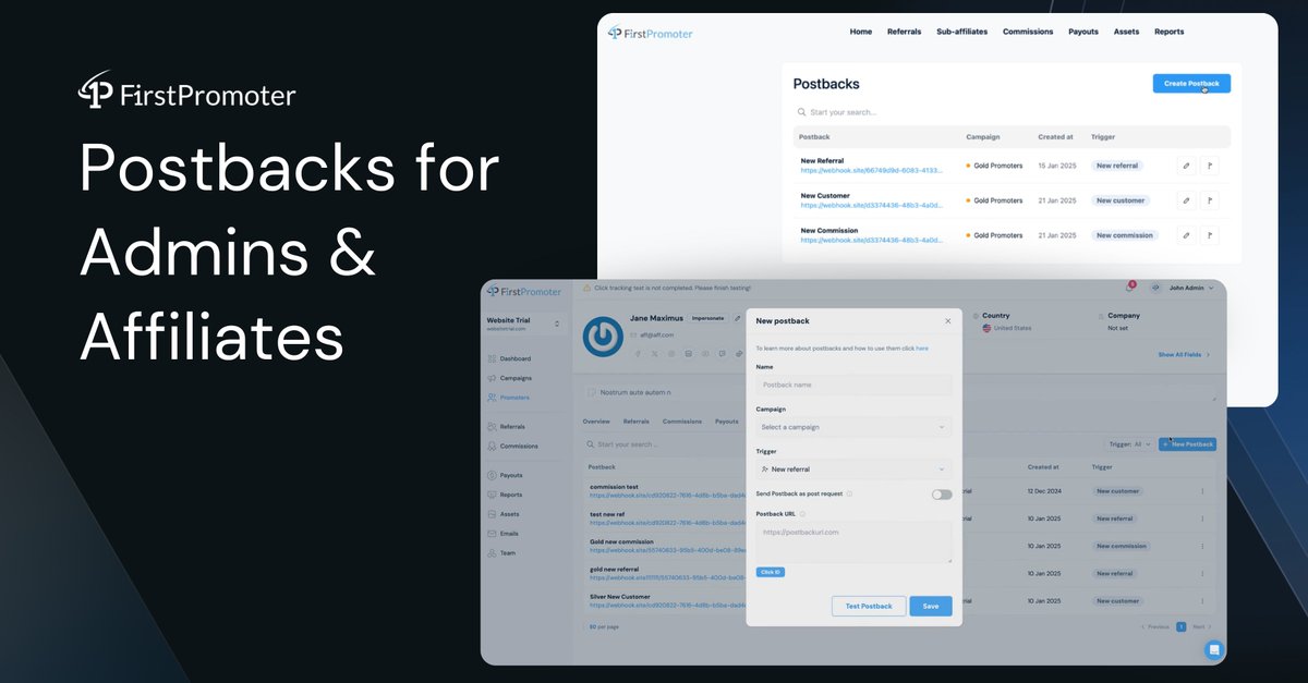 We're excited to introduce a new and improved postbacks feature! It will help your affiliates receive conversion data from your affiliate program for reporting purposes.

Read more here: changelog.firstpromoter.com/postbacks-PkVva 

#SaasGrowth #SaaSMarketing