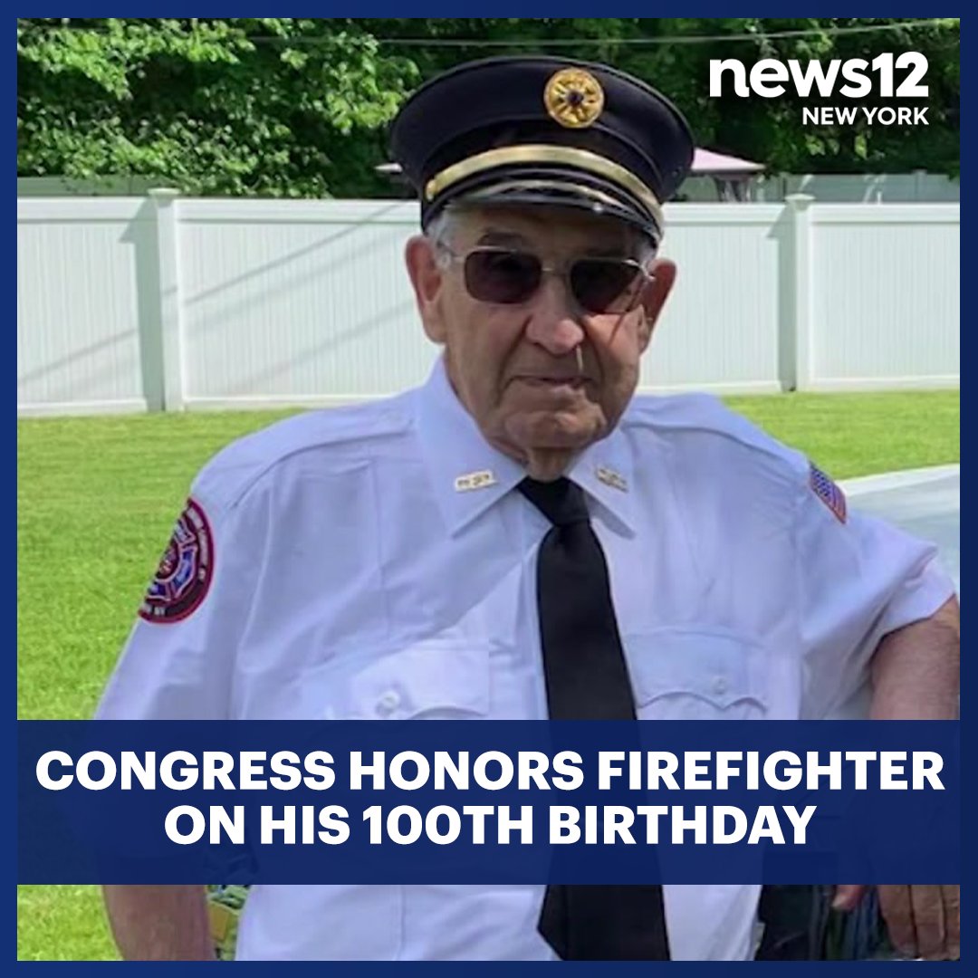 News12's tweet photo. Happy birthday, Al! 🎉 Watch News 12 and check our IG Story for more on the longtime #firefighter from #Congers, who is set to celebrate his 100th #birthday - https://t.co/LGp4jh88Mt https://t.co/weMFNqveu1