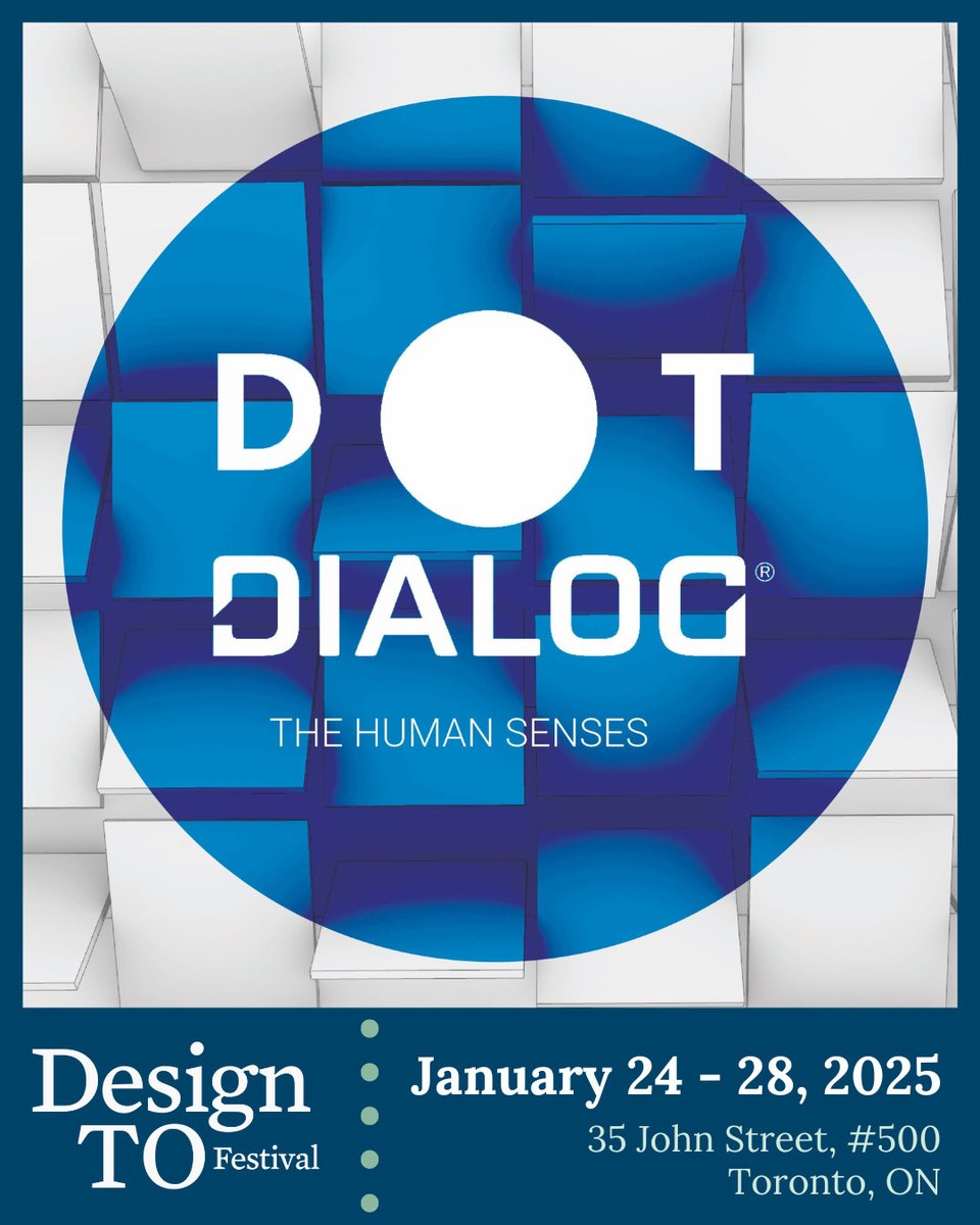 Don't miss our client DIALOG's exhibition, 'DOT DIALOG: The Human Senses,' opening this Friday as part of the 2025 #DesignTO25 Festival.

Reserve your spot and learn more about the exhibition: bit.ly/3E73o91

–

📸: <a href="/DIALOG/">DIALOG</a>
Logo: <a href="/DesignTOFest/">DesignTO</a>

 #TorontoDesign #DIALOG