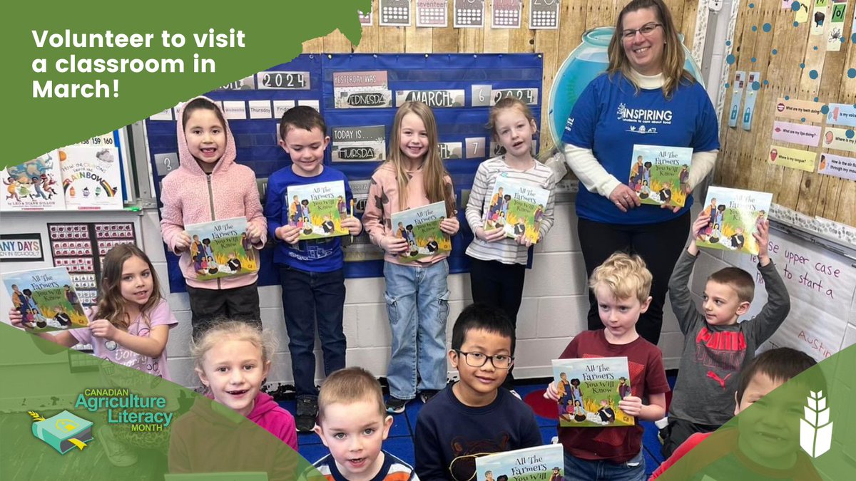 VOLUNTEERS needed for #CALM25 
Classrooms have signed up for a visit from someone like you! More volunteers are needed province-wide to chat food &amp; farming with eager students! 

Sign up at: aitc.sk.ca/get-involved/v… 

#AITCSK #GetInvolved #MakeADifference #InspireStudents #SaskAg