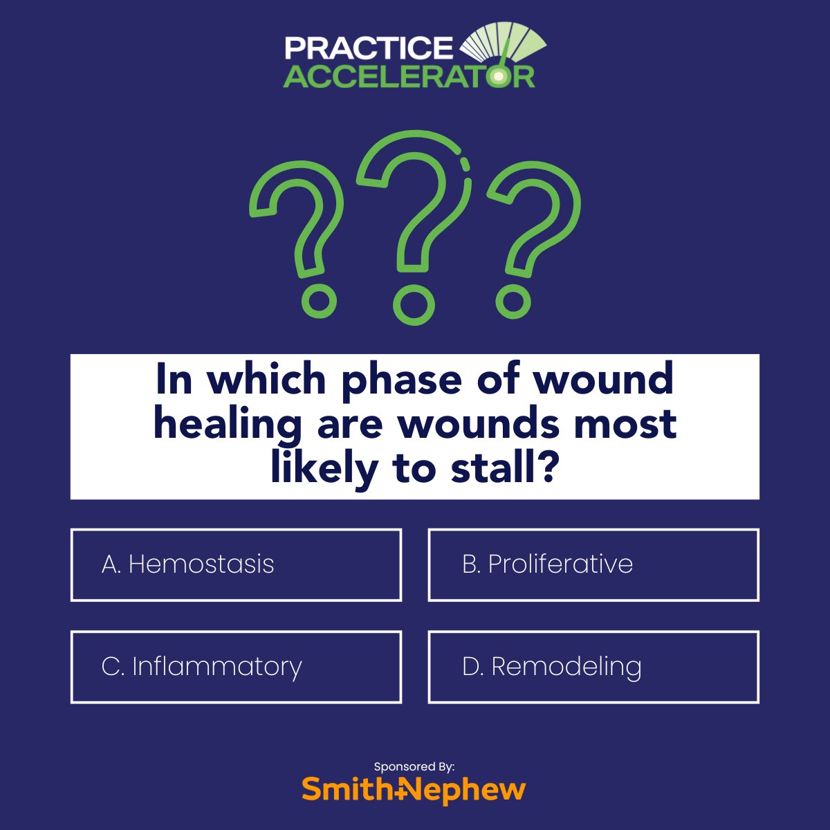 WoundSource's tweet image. ❓ Pop Quiz!
Comment your answer below ⬇️
💡 Ready to take the full quiz? The Practice Accelerator is packed with terms and challenges related to biofilm and infection. 
okt.to/TQBbA3
Special thanks to @smithnephew for supporting!
#WoundCare #PracticeAccelerator