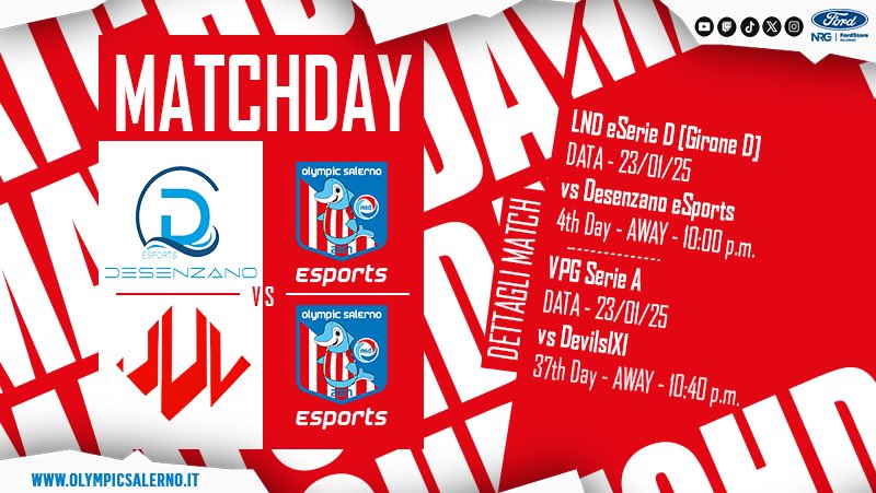 🔜 #Today

<a href="/LNDEsport1/">LND Esport</a> [eSerie D]
👥 Girone D
🗓 4th Day ✈️
🆚 <a href="/DSZ_eSports/">DESENZANO eSports</a>
⌚ 22:00

<a href="/VPGItaly/">VPG Italy 🇮🇹</a> [Serie A]
🗓 37th Day ✈️
🆚 @DevilsSVC_
⌚ 22:40

#GoOSE ⚪🔴