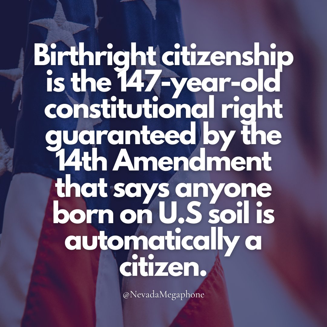 makeroadactNV's tweet image. Birthright citizenship is a cornerstone of American democracy, reflecting our belief in equality and justice for all. No child should be denied the chance to succeed based on their parents' birthplace.