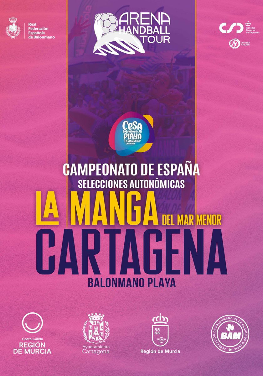 blazquezbalonma's tweet image. La @regiondemurcia, en colaboración con el @AytoCartagenaES, @turismormurcia y @FBMRMU, acogerán el #CESABMPlaya2025 y una prueba del #Máster1000 de @ArenaHandballT en La Manga del Mar Menor. ¡Una gran noticia tras las dos paradas de la temporada pasada y su éxito organizativo!