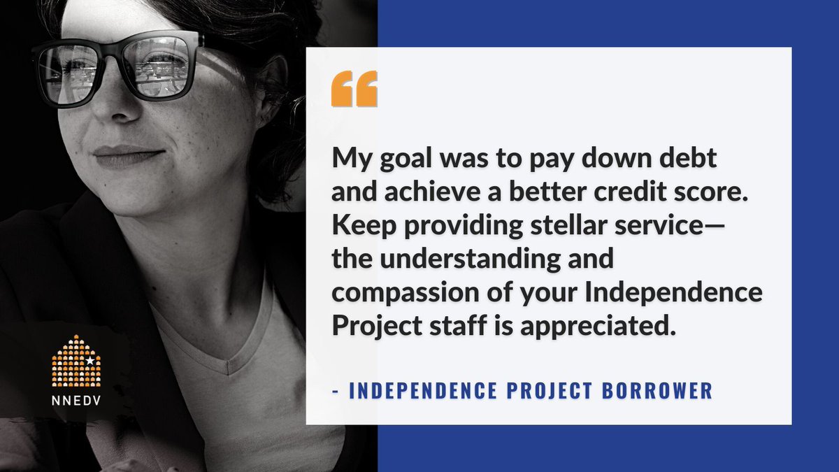 nnedv's tweet photo. For survivors of financial abuse, good credit can unlock many opportunities — from housing to transportation to basic needs. We're proud to offer #IndependenceProject microloans to help survivors on their way to stability after escaping abuse. Learn more: https://t.co/BvLLlALmeb https://t.co/iCweELEWOc