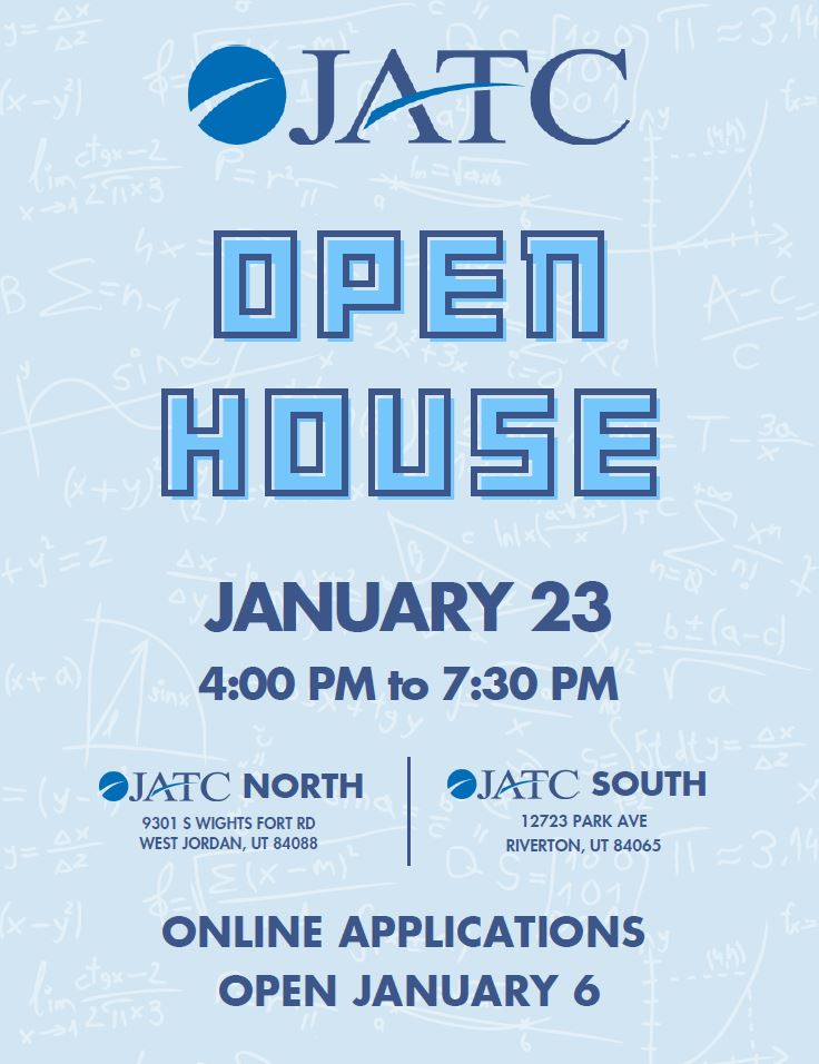 Happening Today: Explore CTE programs offered at JATC's two campus on Jan. 23 from 4:00 to 7:30 PM. Learn about Barbering, Cybersecurity, Medical Forensics, Nail Technician, Veterinary Science, Welding, and many other programs offered. More information at jordantech.org.
