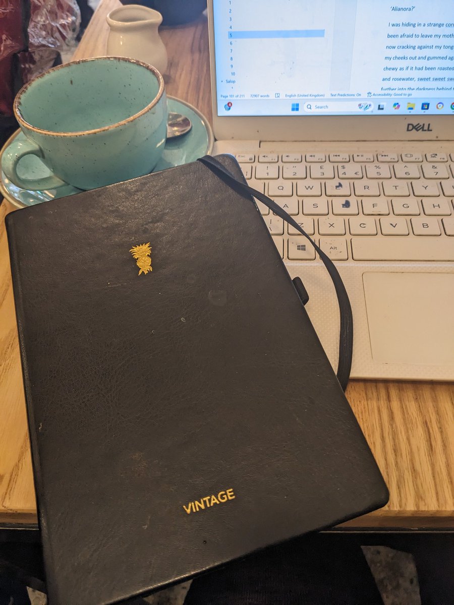 I have this backup notebook that I've been using sporadically since 2017, whenever I can't find my everyday notebook. It's a very special bit of Mermaid and Mrs Hancock promo. It feels sacrilegious to use it up but also really good. What a time in my life that was.
