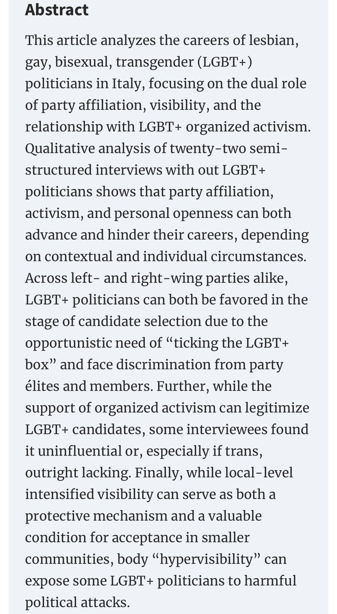 Massimo Prearo (@massimoprearo) on Twitter photo Proud of this article with <a href="/fedetrastulli/">Federico Trastulli</a>
LGBT+ political representation involves critical factors like party ideology, activism, and visibility.
We interviewed Italian LGBT+ politicians to explore how they navigate these dynamics👇
shorturl.at/5YUOU Proud of this article with <a href="/fedetrastulli/">Federico Trastulli</a>
LGBT+ political representation involves critical factors like party ideology, activism, and visibility.
We interviewed Italian LGBT+ politicians to explore how they navigate these dynamics👇
shorturl.at/5YUOU