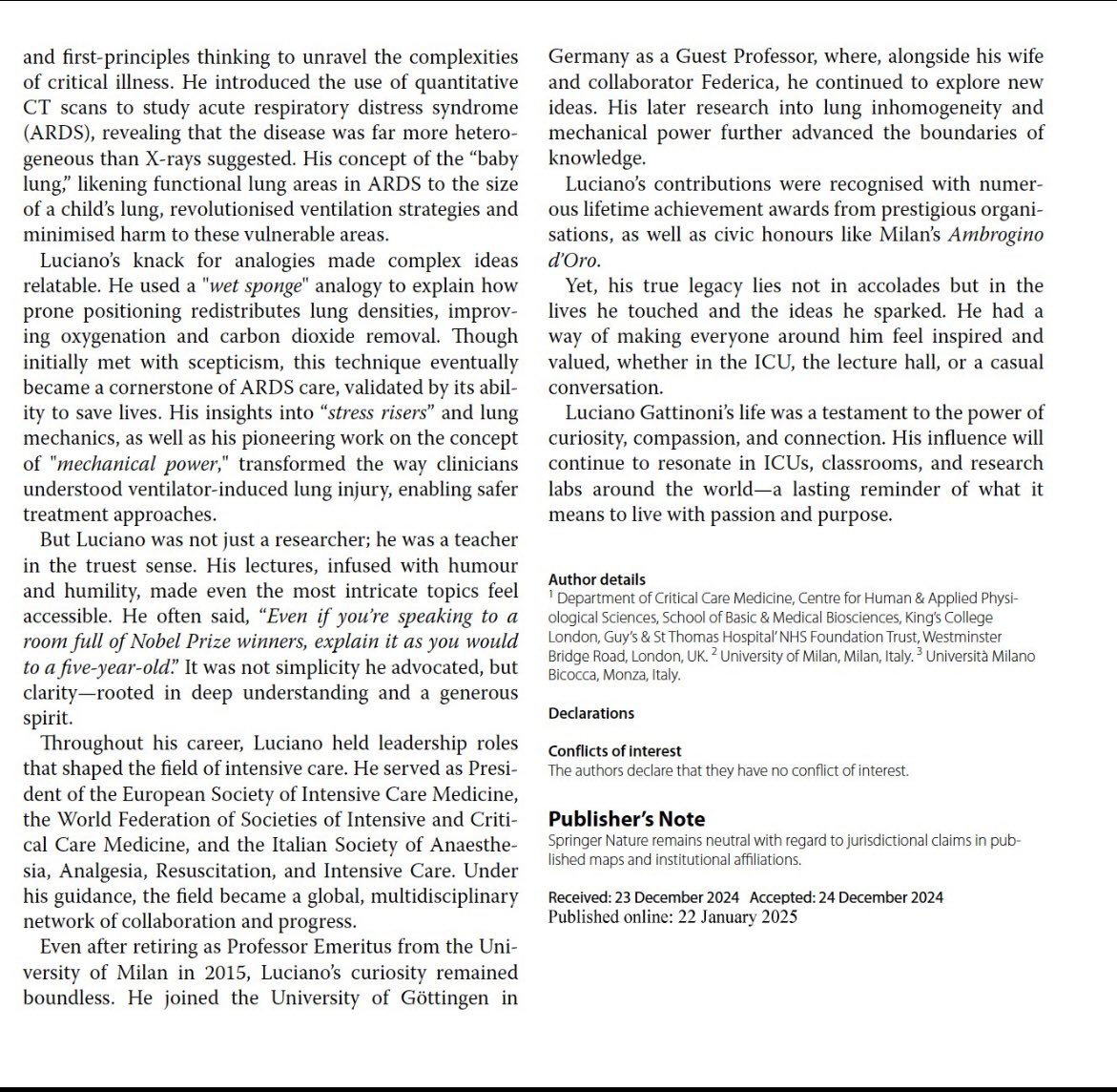 Medicina Crítica Mex (@medcriticamex) on Twitter photo Luciano Gattinoni: ejemplo de curiosidad , compasión y conexión. <a href="/yourICM/">Intensive Care Medicine</a> Luciano Gattinoni: ejemplo de curiosidad , compasión y conexión. <a href="/yourICM/">Intensive Care Medicine</a>