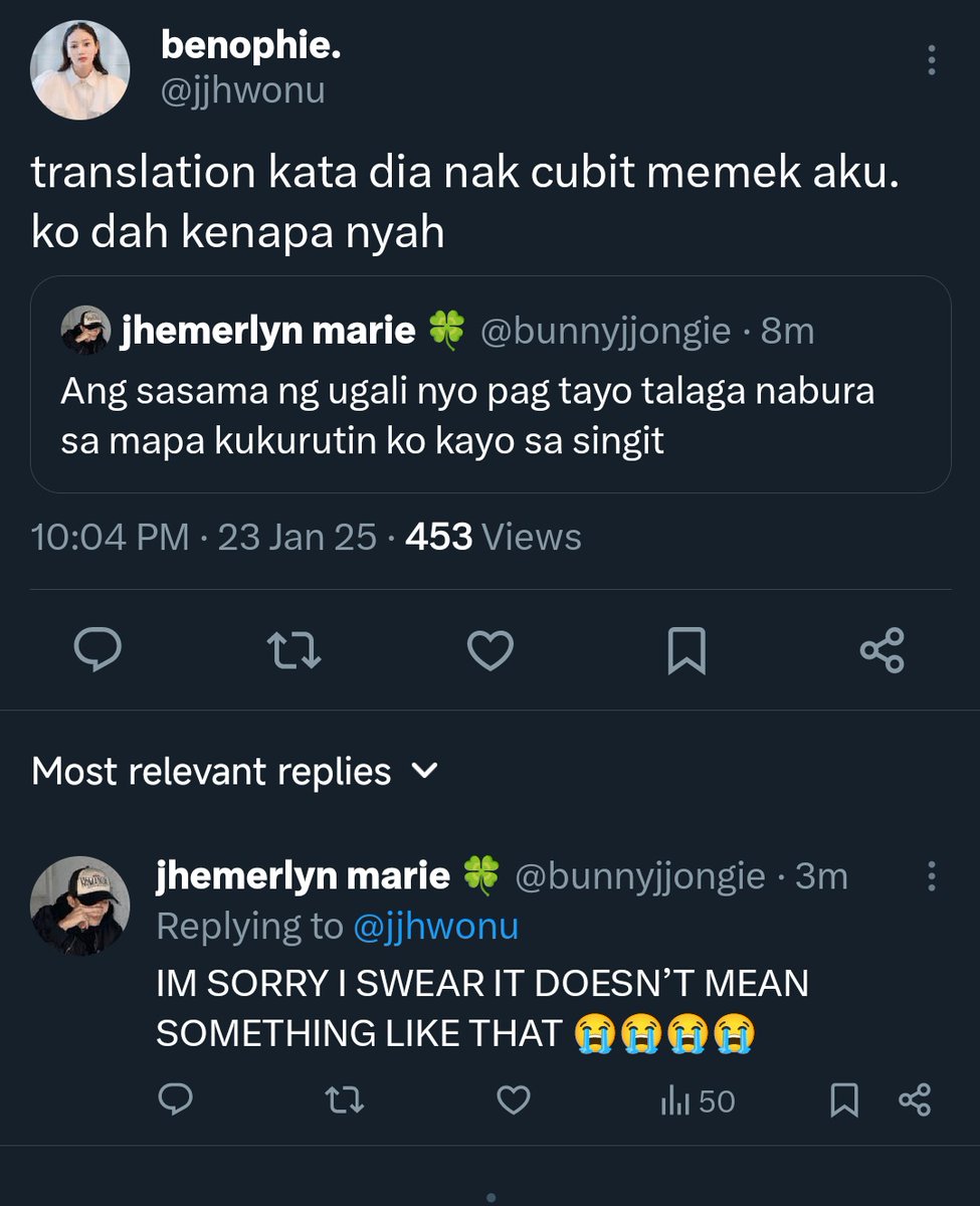 snowflakemlet's tweet photo. Not joining the war but this passing on my timeline and I jdjzmdjskwosksks sj IJBOL 😭😭😭😭😭😭😭😭😭

The fight is lost in translation im crying https://t.co/6xT8prRZIS