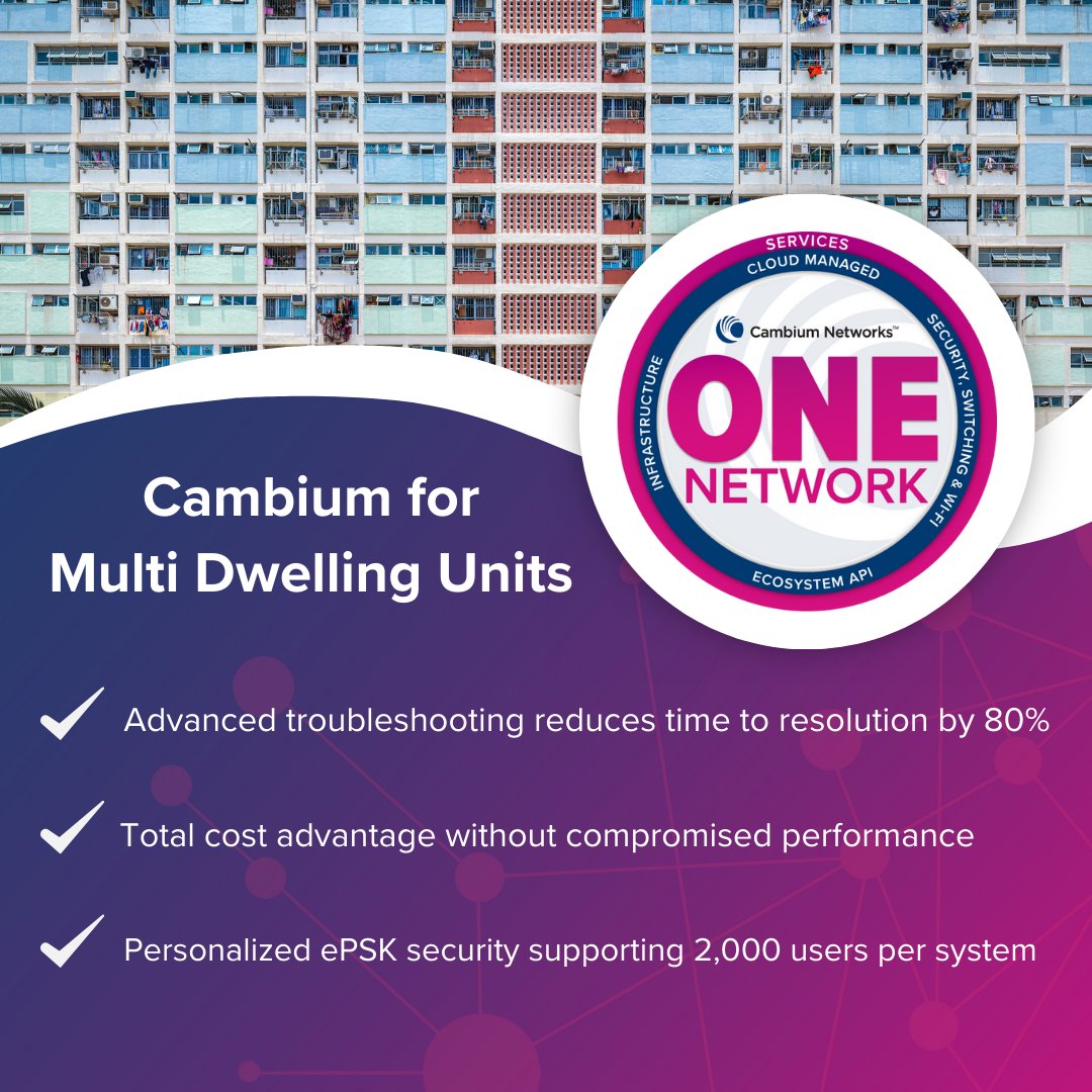 CambiumNetworks's tweet image. Building the right network for an Multi Dwelling Units can be tricky…
…if you haven&apos;t called us yet!

#Multitenant #Multifamilyliving #ResidentialNetworks #NetworkSolutions