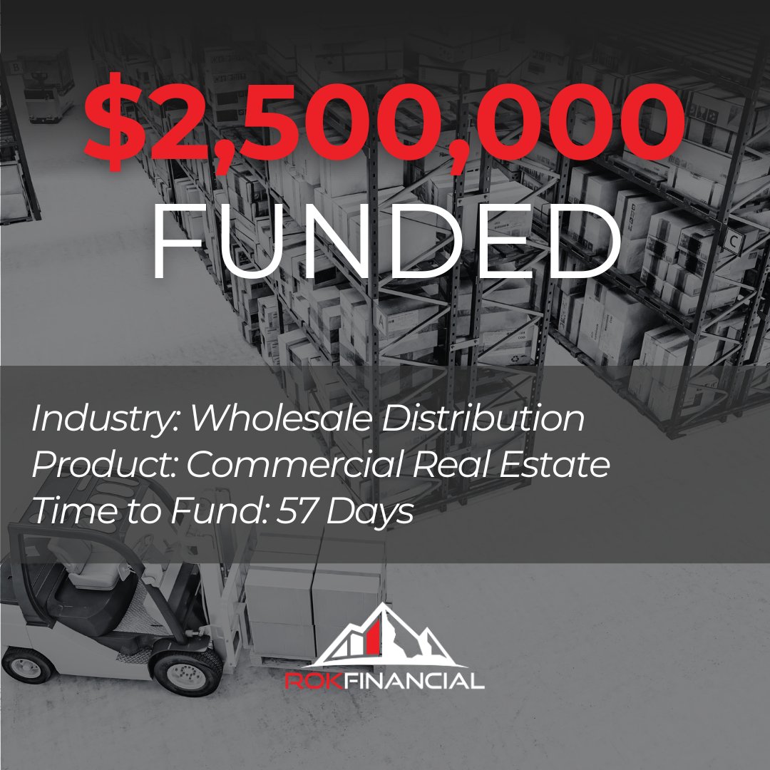 CK_ROKFinancial's tweet photo. $2.5M secured in 57 days! 

We helped a wholesale business expand with a commercial real estate loan. Ready to scale? ROK Financial is here to help.

https://t.co/gDrg7g22wW https://t.co/YwzL2It8O0