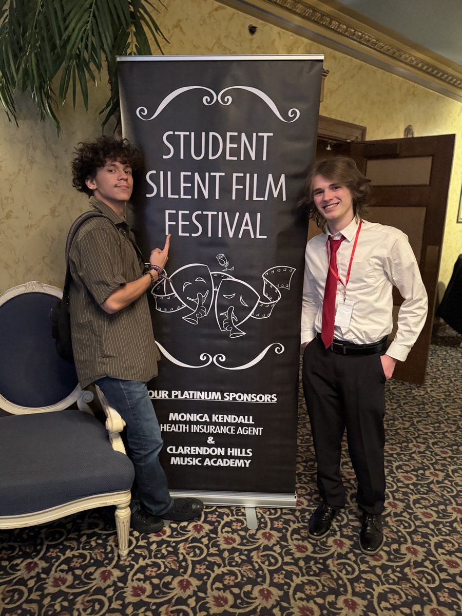 VikingVBC's tweet image. Aiden and Anthony celebrated the debut of their  silent film COLOR last night at the historic Tivoli Theatre during the 2025 Student Silent Film Fest! Along with instructor Mr. Mclindon, we are exited to be rebuilding the film program at HF! 📽🎬 #lightscameraaction
@HFHS59